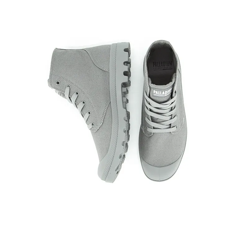 Palladium Mono Chrome Anti Slip And Wear Resistant Breathable High Top Canvas Shoes Unisex Flannel Gray-3