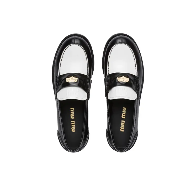 MIU MIU Leather Penny Loafers-4