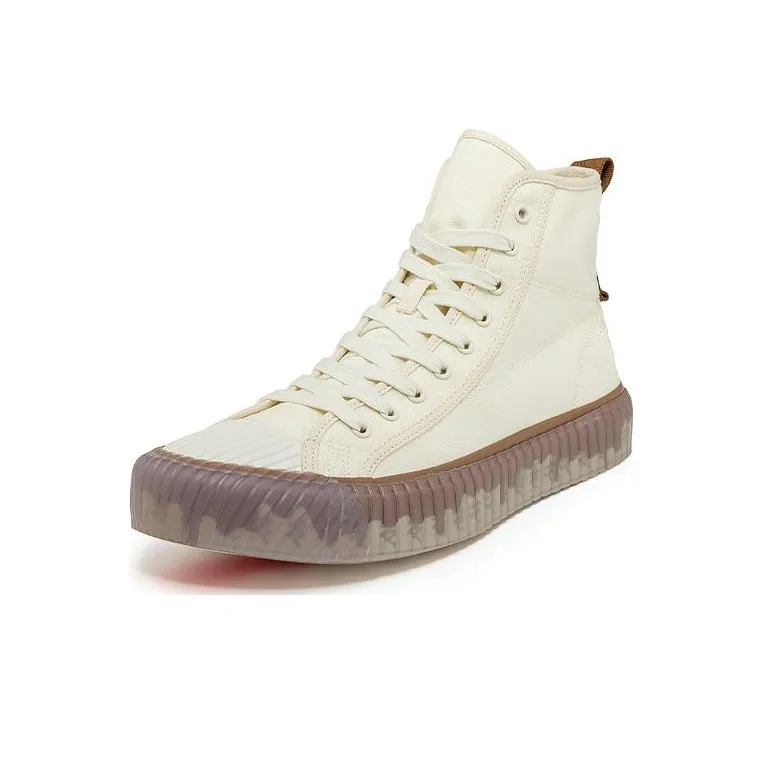 Kappa Breathable And Lightweight High Top Canvas Shoes Unisex Winter Day White-2