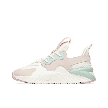 ANTA Chunky Sneakers Women's Low Top Ivory White/Lotus Gray/Light Green/Pink