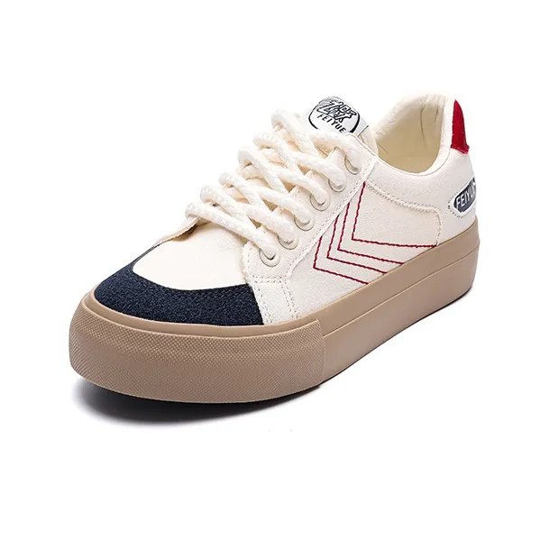 Feiyue Low Top Casual And Versatile Women's Beige Blue Red-1