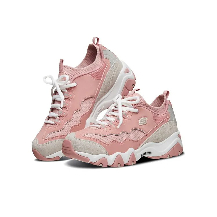 Skechers D'LITES 2.0 Cushioning Anti-Slip And Wear-Resistant Low-Top Chunky Sneakers Women's Pink Gray-2