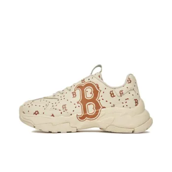 MLB Big Ball Chunky Cushioning Anti Slip And Wear Resistant Low Top Chunky Sneakers Unisex Beige Yellow
