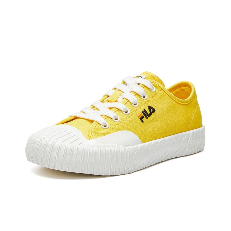 FILA FUSION Carve Wear Resistant Low Top Canvas Shoes Women's Yellow White-1