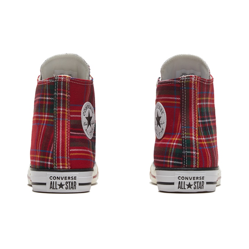 Red plaid converse high tops online