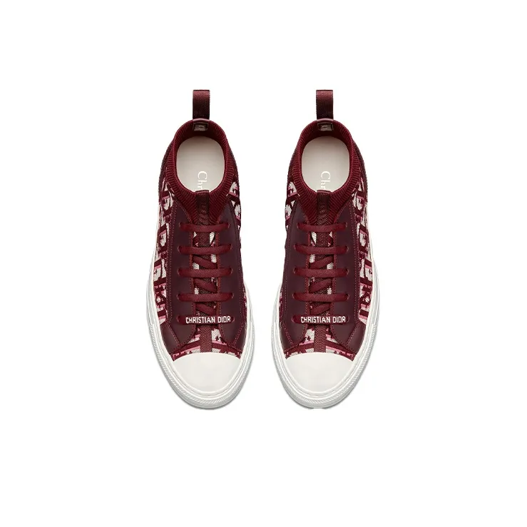 DIOR Walk'n'Dior Wear-Resistant High-Top Canvas Shoes Women's Red-2