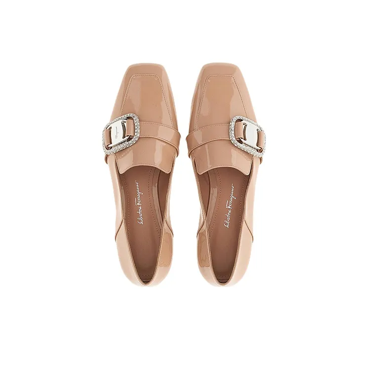 FERRAGAMO Vara Casual Single Shoes Women's Beige-3