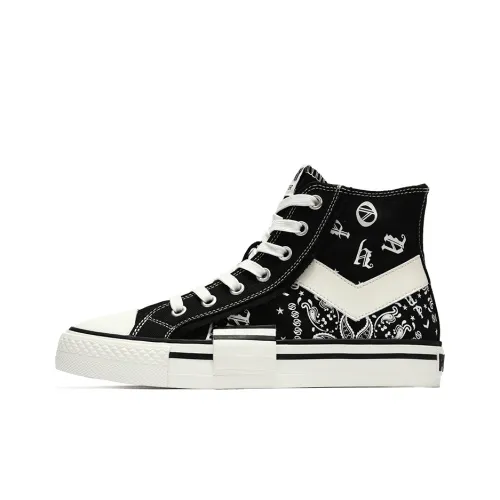 PONY Shooter Anti-Slip Wear-Resistant Lightweight Cushioning Breathable High-Top Canvas Shoes Women's Black