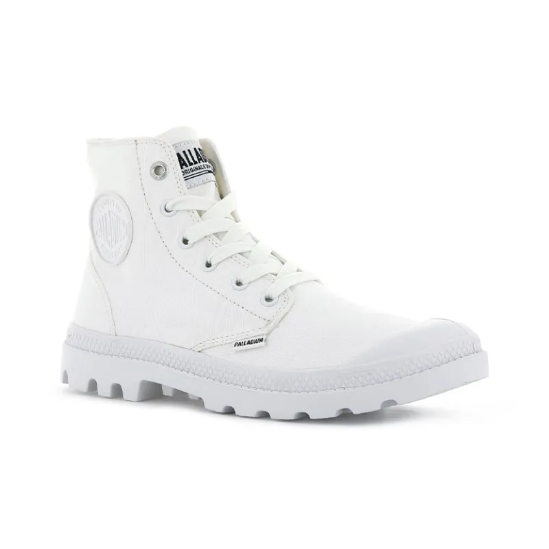 Palladium Mono Chrome Anti Slip Wear Resistant High Top Canvas Shoes Unisex White-2