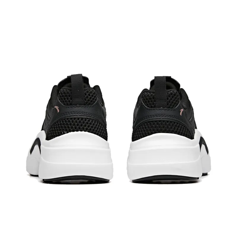Anta Cushioning Anti-Slip And Wear-Resistant Coverage Support Low-Top Chunky Sneakers Women's Black White-3