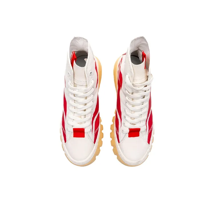 LiNing Wave BOOT Non slip Lightweight High Top Chunky Sneakers Men's White Red-2