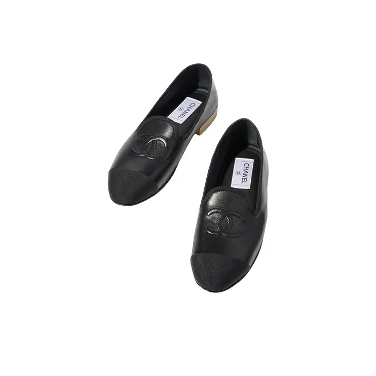 CHANEL Cc Loafers Black Lambskin Women's-1