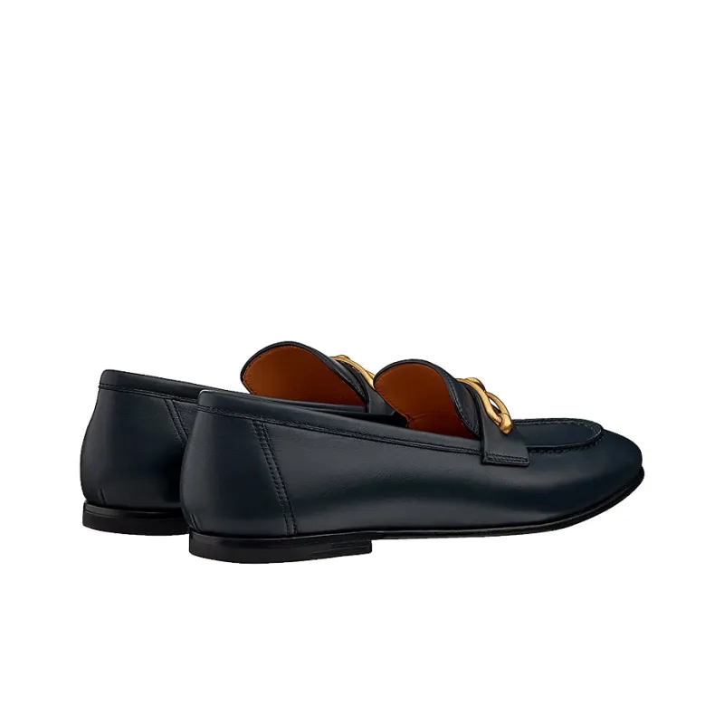 HERMES Colette Loafers Women's Blue-3