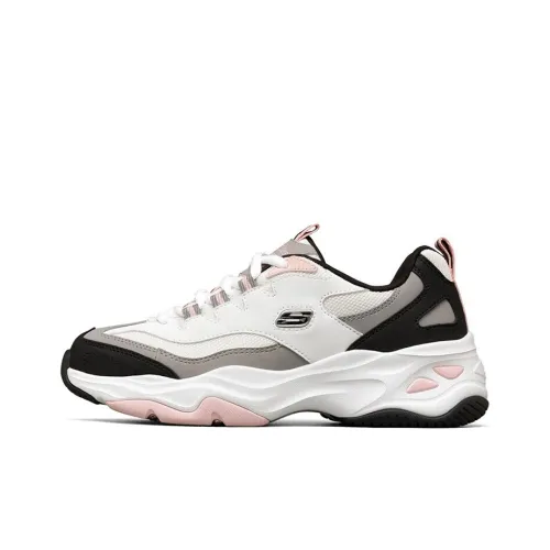 Skechers D'Lites Low Dad Shoes White/Black/Pink Women's
