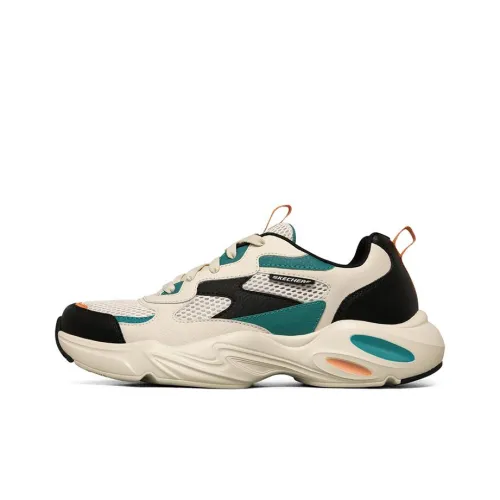 Skechers Stamina Airy Cushioning Anti Slip Wear Resistant Breathability Low Top Chunky Sneakers Men's Ecru
