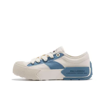 Palladium Durable Breathable Low-Top Canvas Shoes Women's White Blue