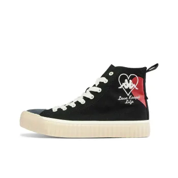 Kappa Anti Slip Wear Resistant Lightweight Coverage High Top Canvas Shoes Unisex Black
