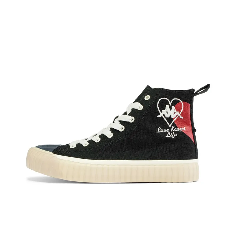 Kappa Anti Slip Wear Resistant Lightweight Coverage High Top Canvas Shoes Unisex Black-0