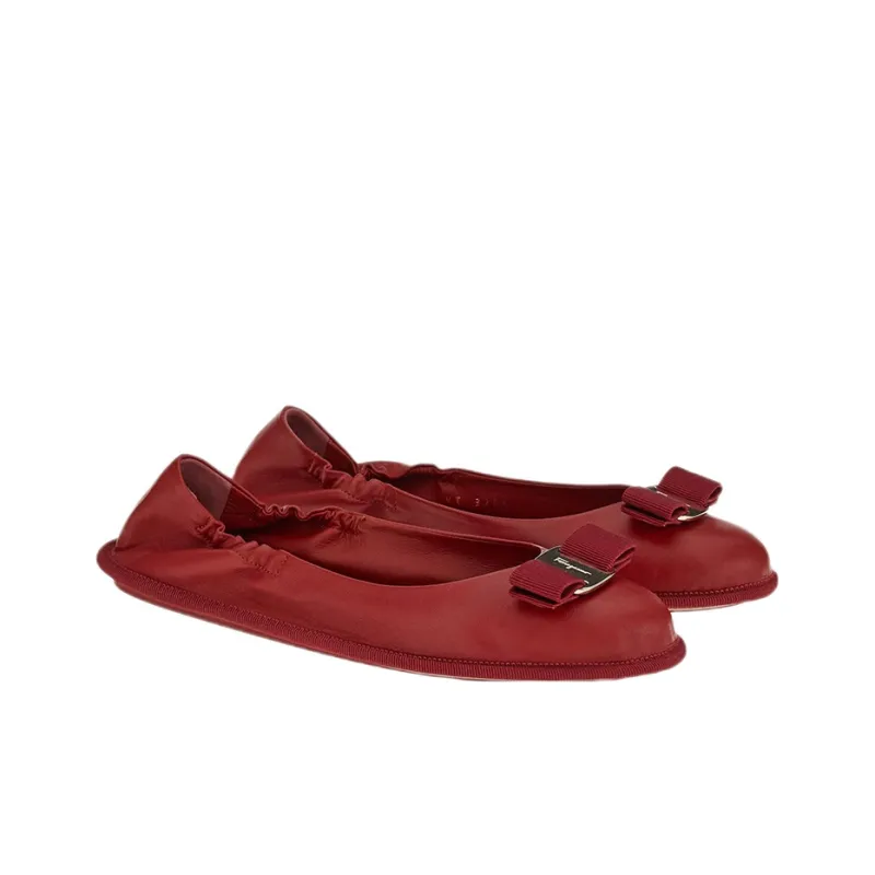 FERRAGAMO Varina Flat Shoes Women's Red-1