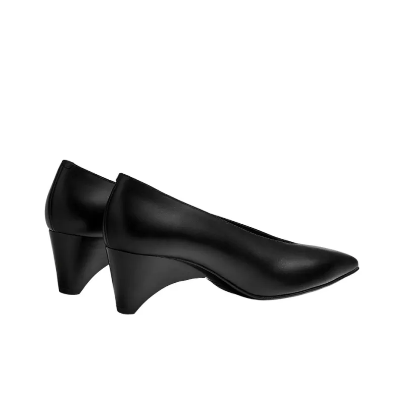 HERMES Mid-Low Heel Shoes Women's Black-3