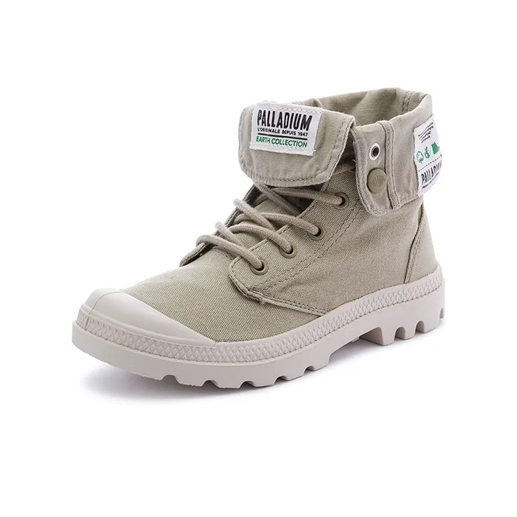 Palladium Baggy Organic Wear-Resistant High-Top Canvas Shoes Unisex Light Green-1