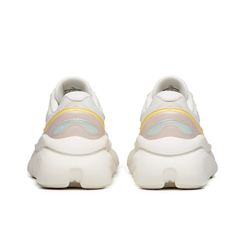 Anta Life Collection Anti Slip And Wear Resistant Breathable Low Top Chunky Sneakers Women's White Yellow-4