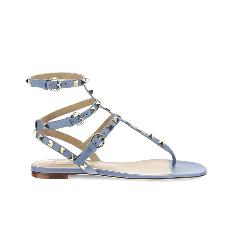 Valentino Rockstud Casual Single Shoes Women's Light Blue-1
