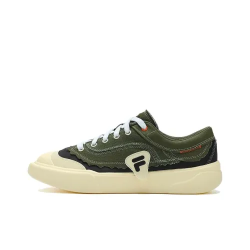 FILA FUSION CURVE Canvas Shoes Men Low-Top Green/Black/Beige/Orange