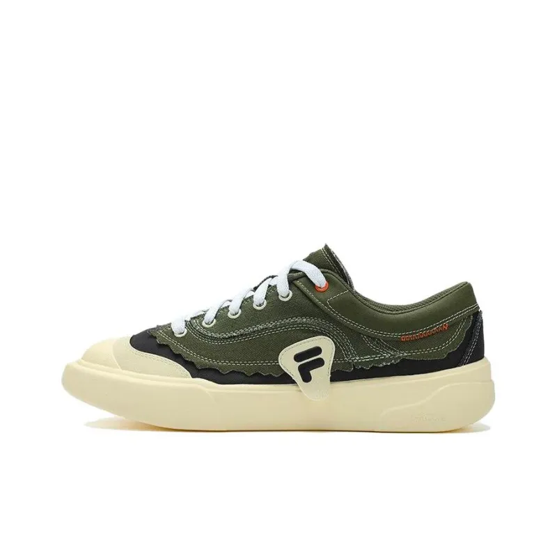 FILA FUSION CURVE Curve Anti Slip And Wear Resistant Lightweight Low Top Canvas Shoes Men's Green-0