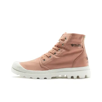Palladium Pampa Hi Organic II Breathable Wear Resistant Slip Resistant High Top Canvas Shoes Unisex Rose Pink