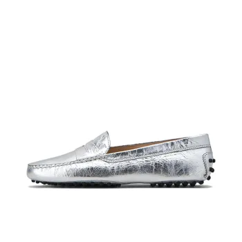 TOD'S Gommino Metallic Round Toe Loafers Women's