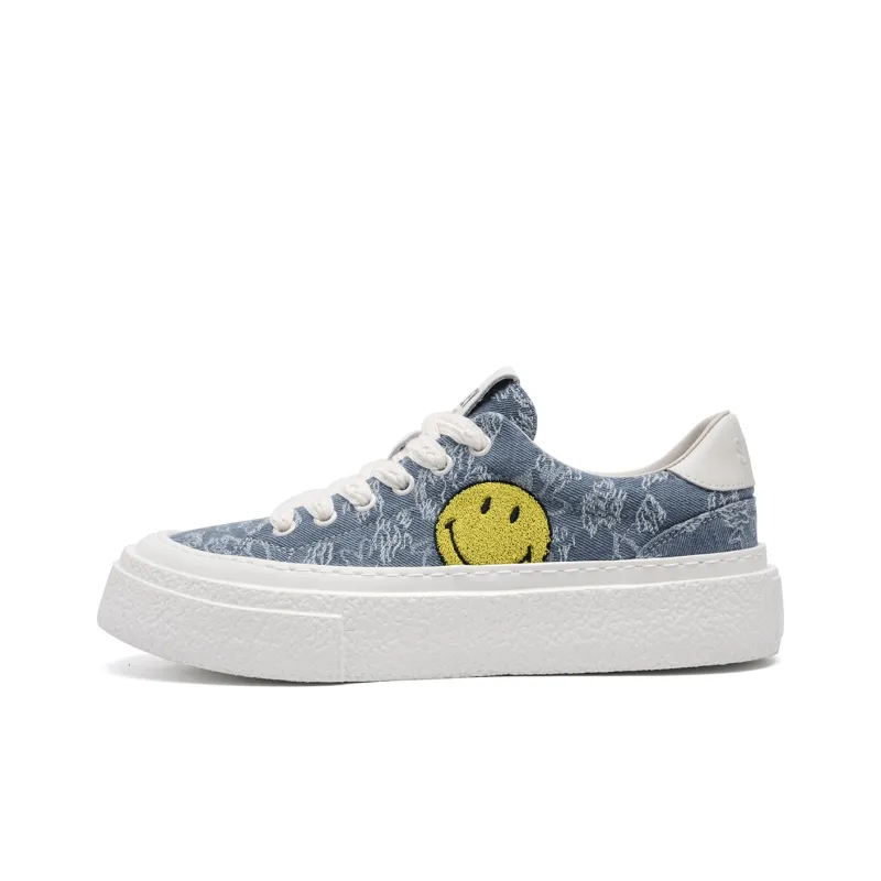 SMILEY Canvas Shoes Men Low Top Blue/Sky Blue-0