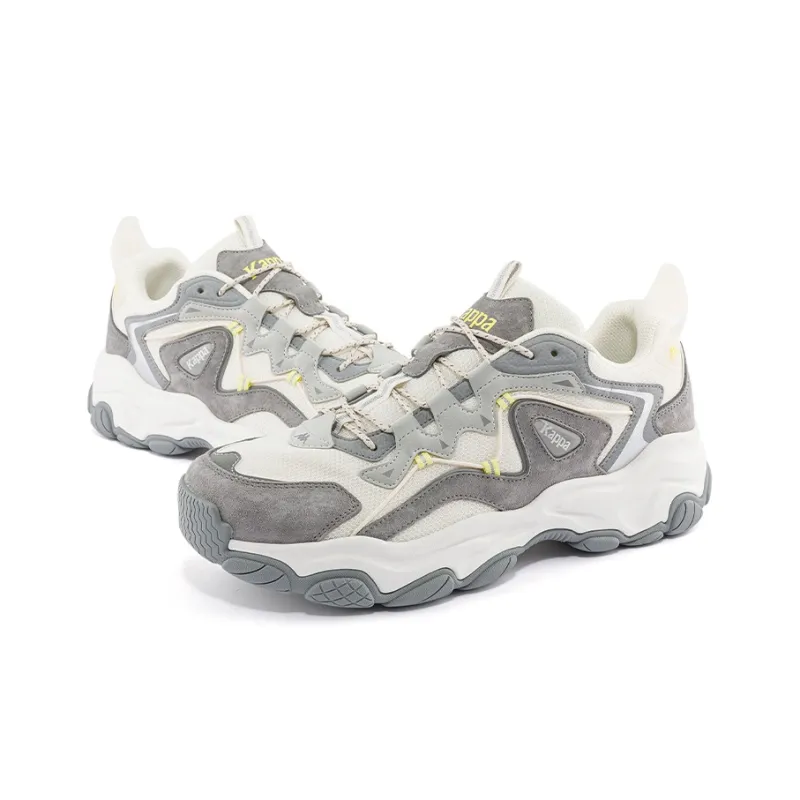 Kappa Cushioning Anti Slip And Wear Resistant Low Top Chunky Sneakers Unisex Gray Beige Yellow-3