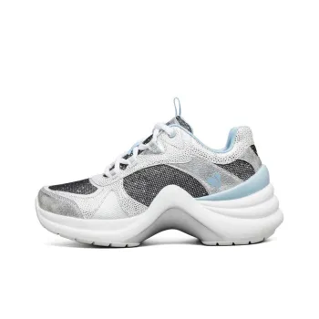 Skechers Solei St Cushioned Anti-Slip And Wear-Resistant Lightweight Low-Top Chunky Sneakers Women's Black Silver Blue