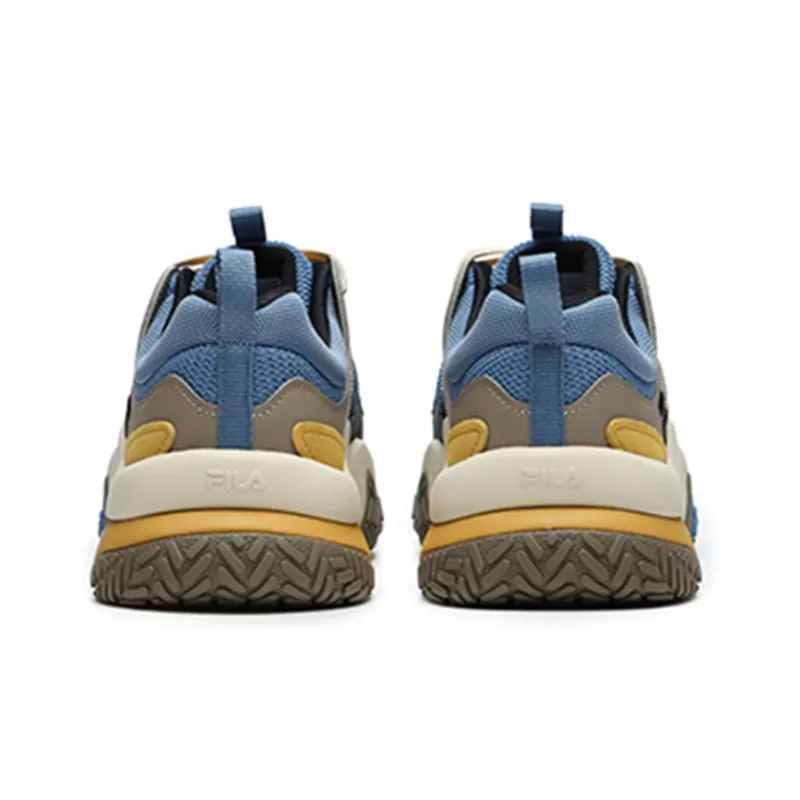 FILA FUSION Scud Cushioning Anti-Slip And Wear-Resistant Low-Top Chunky Sneakers Men's Port Blue-3