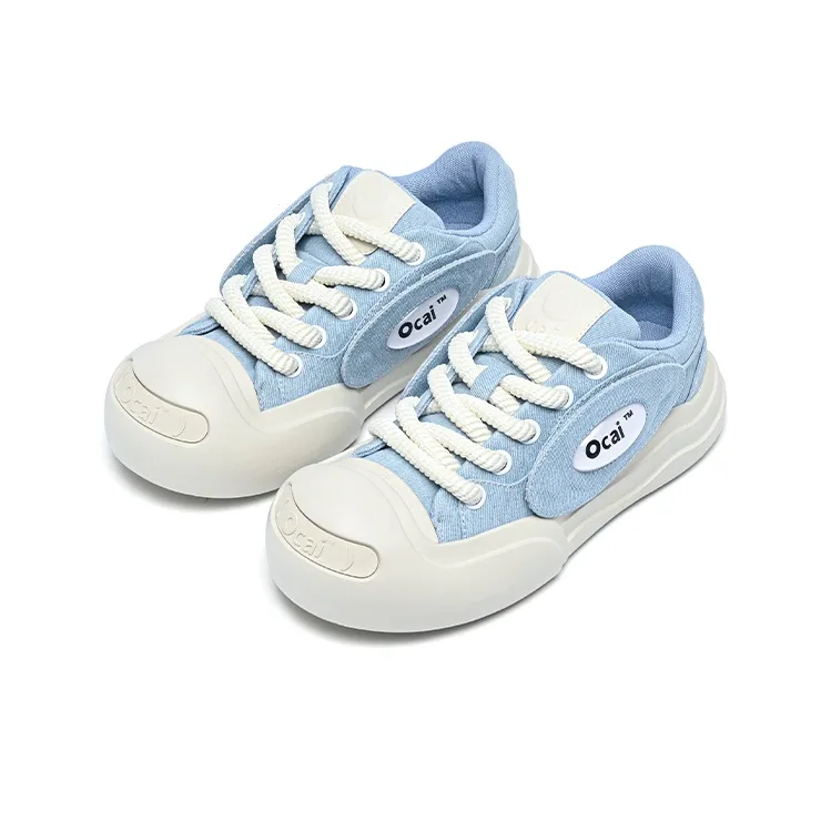Ocai 002 Smile Anti Slip Wear Resistant Low Top Canvas Shoes Unisex Blue-1
