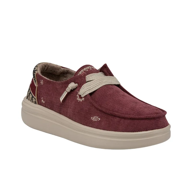 Heydude Canvas Shoes Women's Low Top Burgundy-3
