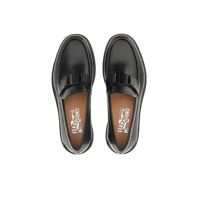 FERRAGAMO Vara Casual Single Shoes Men's Black-3