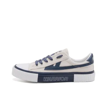 Warrior Wear-resistant Non-slip And Breathable Low-Top Canvas Shoes Unisex Beige Dark Blue