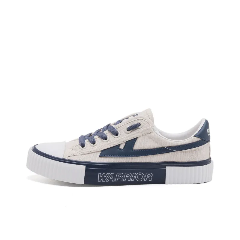 Warrior Wear-resistant Non-slip And Breathable Low-Top Canvas Shoes Unisex Beige Dark Blue-0