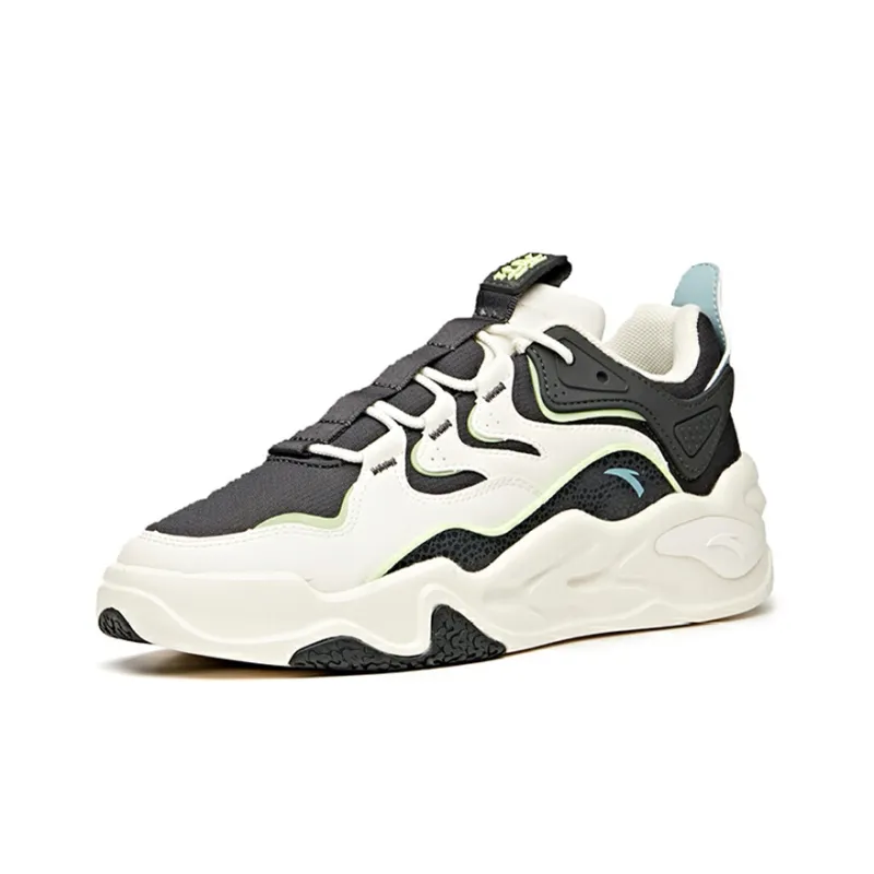 Anta Shock Absorbers Slip Resistant, Abrasion Resistant, Breathable Low Top Chunky Sneakers Men's Gray White Green-1