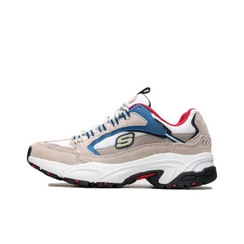 Skechers Stamina Cross Road Breathable Wear Resistant Slip Resistant Low Top Chunky Sneakers Women's Beige Blue