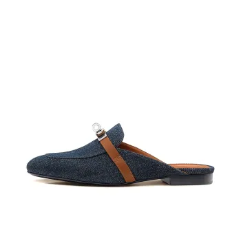 HERMES Oz Casual Single Shoes Women's Denim Blue