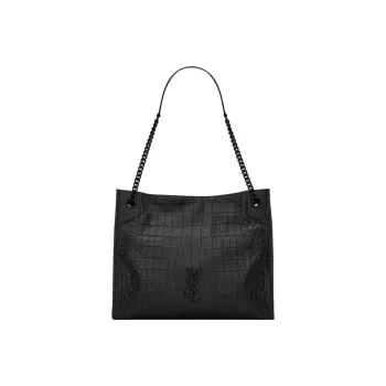 SAINT LAURENT Niki Calfskin Tote Bag, Shopping Bag, Handbag, Shoulder Bag Women's Black