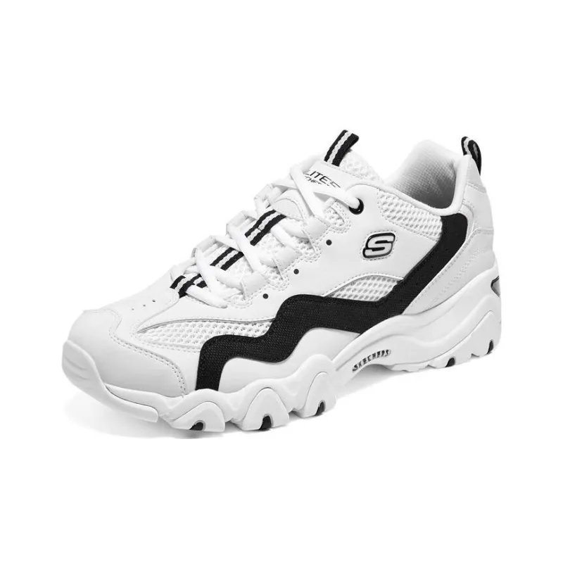 Skechers D'LITES 2.0 2.0 Cushioning Wear Resistant Low Top Chunky Sneakers Men's White Black-2