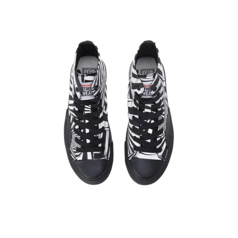 Vision Street Wear 80's Canvas Hi Anti Slip Wear Resistant High Top Canvas Shoes Unisex Black White-2