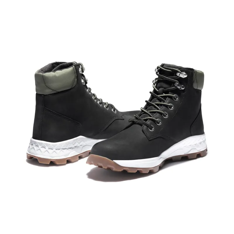 Timberland 6 Inch Brooklyn Side Zip Boots 'Black Nubuck With Green Padded Collar'-3
