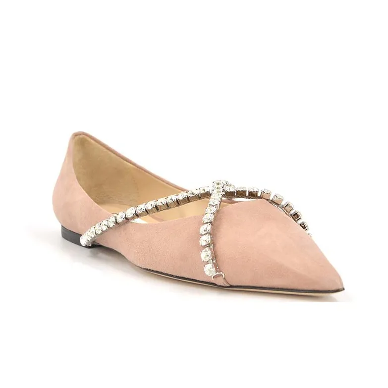Jimmy Choo Genevi Flat Casual Single Shoes Women's Nude Pink-2
