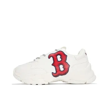 MLB Big Ball Chunky Cushioning Anti Slip And Wear Resistant Height Increasing Low Top Chunky Sneakers Unisex White Red