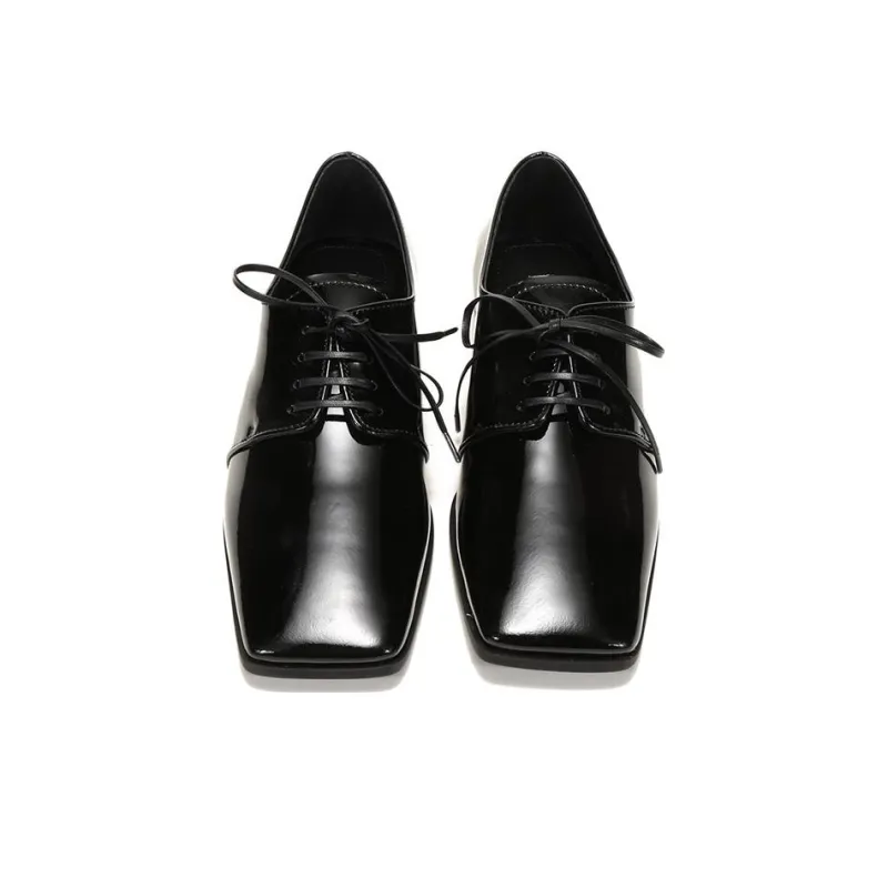 PRADA Patent Lace Up Derby Shoes 'Black' Women's-3
